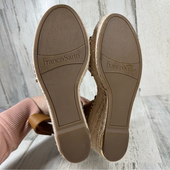 New Franco Sarto Callia Tan Leather Ankle Strap Wedge Sandal #173 - Picture 6 of 8